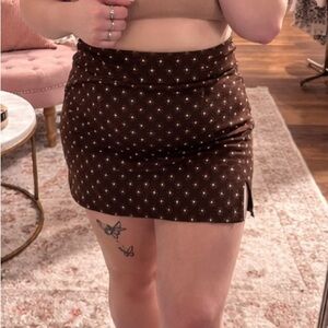 Elegant Brown Patterned Women's Skirt